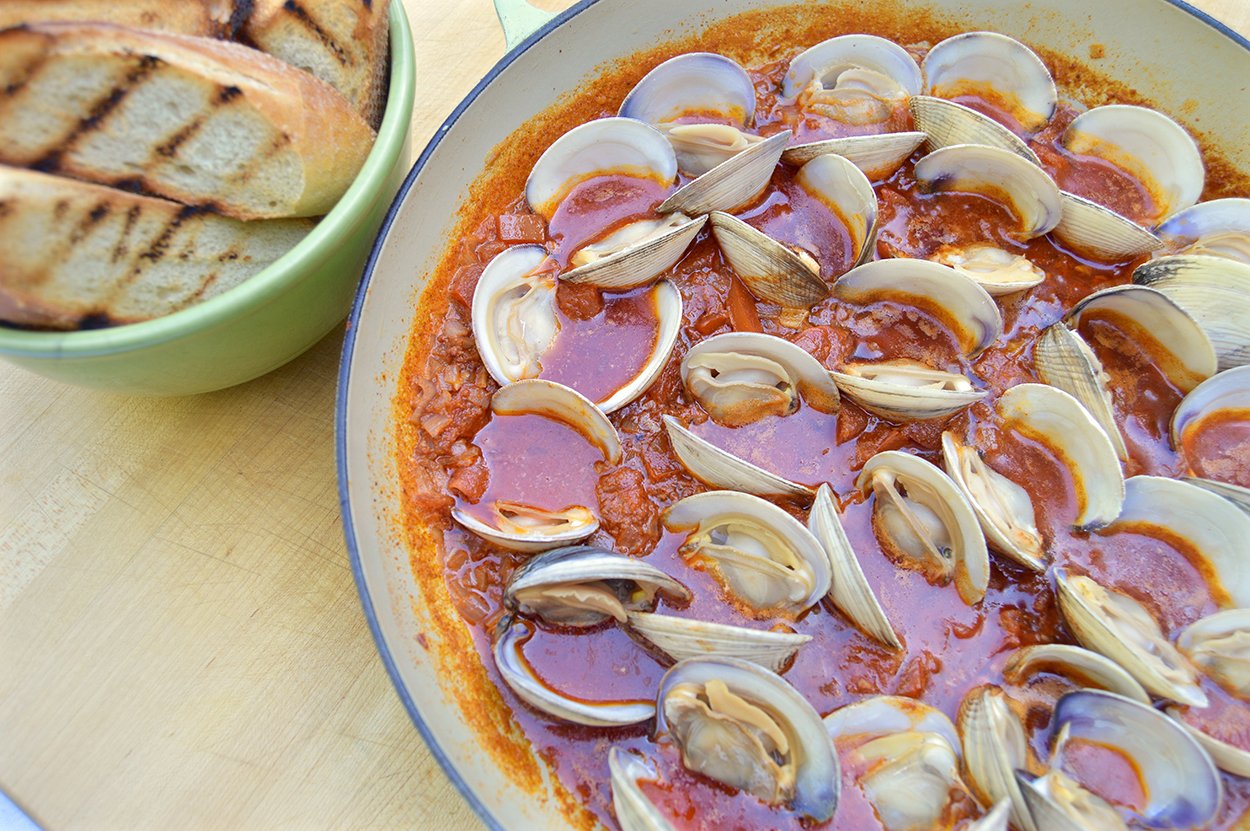 BBQ Grilled Clams & Chorizo White Wine Butter Sauce Recipe CharBroil NZ