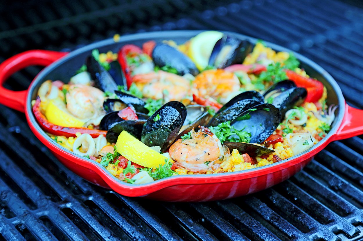 BBQ Spanish Shellfish & Chorizo Paella Recipe Charbroil NZ
